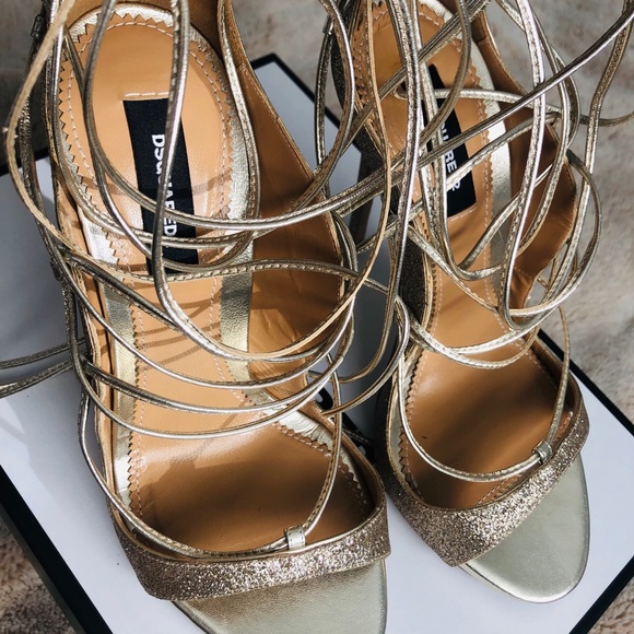 DSQUARED2 RIRI Sandal Gold  BOX AND DUST BAG  38 - Picture 7 of 8